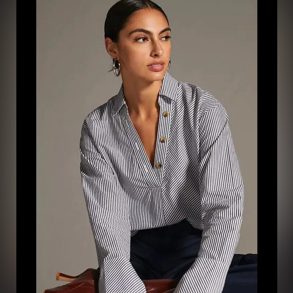 Anthropologie Tops - Anthropologie Maeve Stripe Popover Shirt